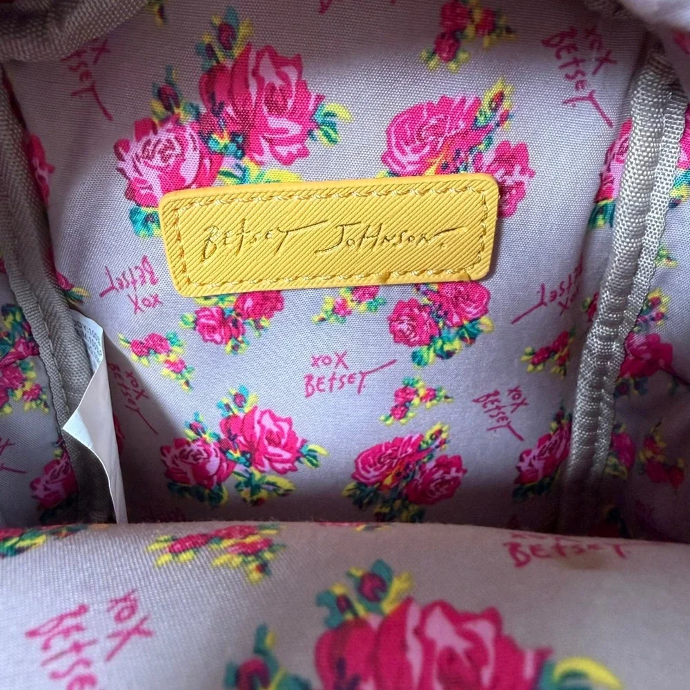 Betsey Johnson Yellow French Bulldog Pineapple Mini Backpack Quilted Tropical